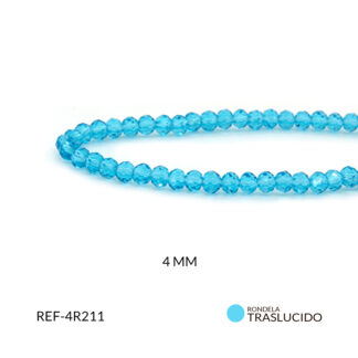Rondela traslucida 4 mm azul zafiro x sarta