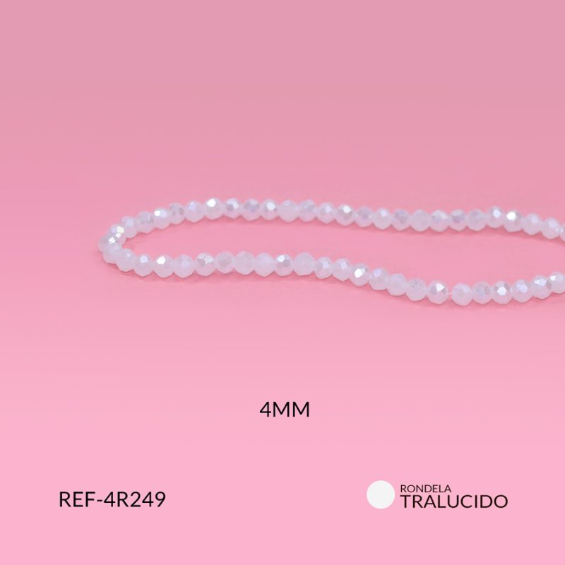 Rondela traslucido blanco 4mm / x sarta / Ref-4R249 / Ref-4R249