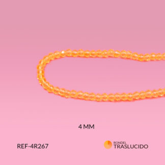 Rondel murano naranja fluorescente traslucido 4mm x sarta
