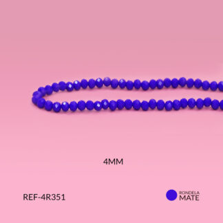 Róndela murano azul índigo mate 4mm x sarta