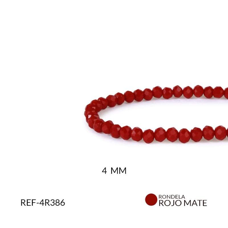 Rondela 4 mm color Rojo Mate / x sarta / Ref-4R386