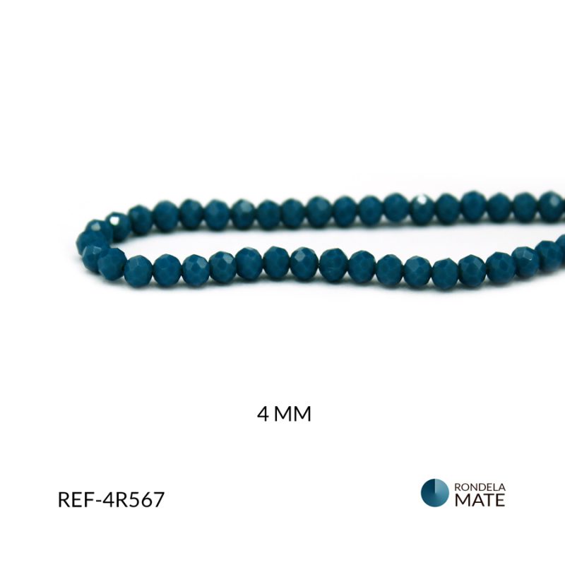 Rondela mate azul petróleo 4mm / x sarta / Ref-4R567