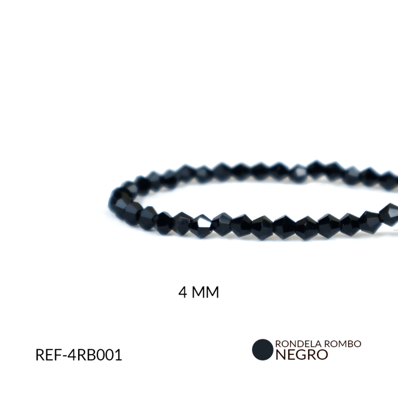 Rombo boreal negro 4MM / x sarta / Ref-4RB001 / REF-4RB001