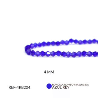 Rombo traslucido 4mm color azul rey / x sarta / Ref-4RB204 / Ref-4RB204