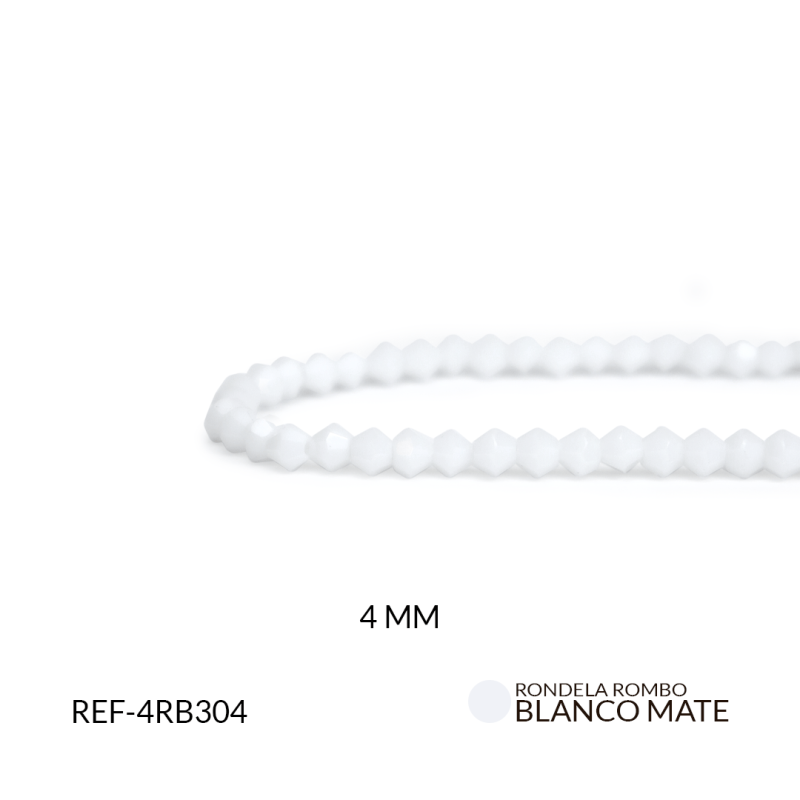Rombo mate blanco leche 4mm x sarta