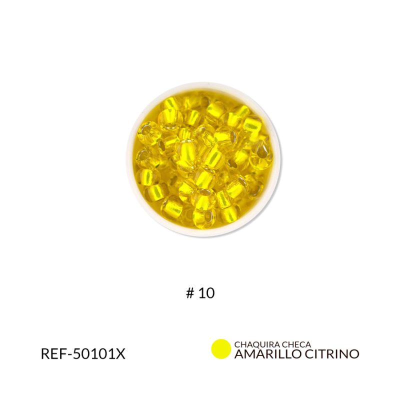 chaquira checa color centro en plata amarillo citrino #10 / paquete x 25 gramos / Ref-50101XP