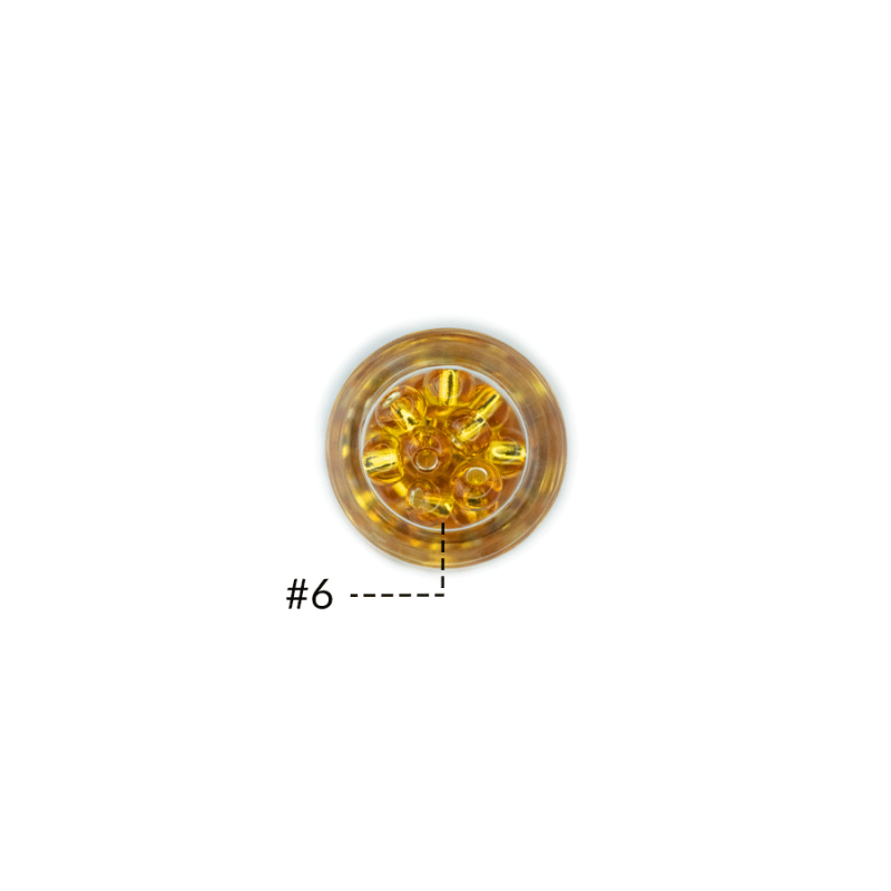 Chaquira checa color centro plata dorado topaz #6 / paquete x 25 gramos / Ref-501036P