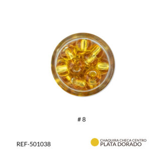 Mostacilla checa centro plata dorado topaz #8 paquete x25 gramos