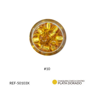 Mostacilla checa centro plata dorado topaz #10 paquete x 25 gramos