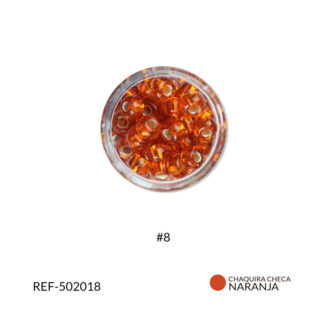 Mostacilla checa centro plata naranja rojizo #8 paquete x25 gramos