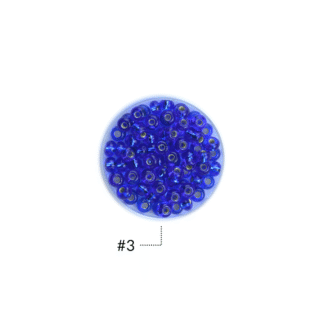 Mostacilla checa centro plata azul rey #3 paquete x25 gramos