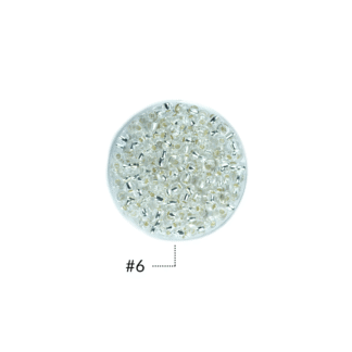 Chaquira checa color centro plata plateado #6 / paquete x 25 gramos / REF-508016P