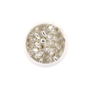 Mostacilla checa centro plata plateado #10 paquete x25 gramos