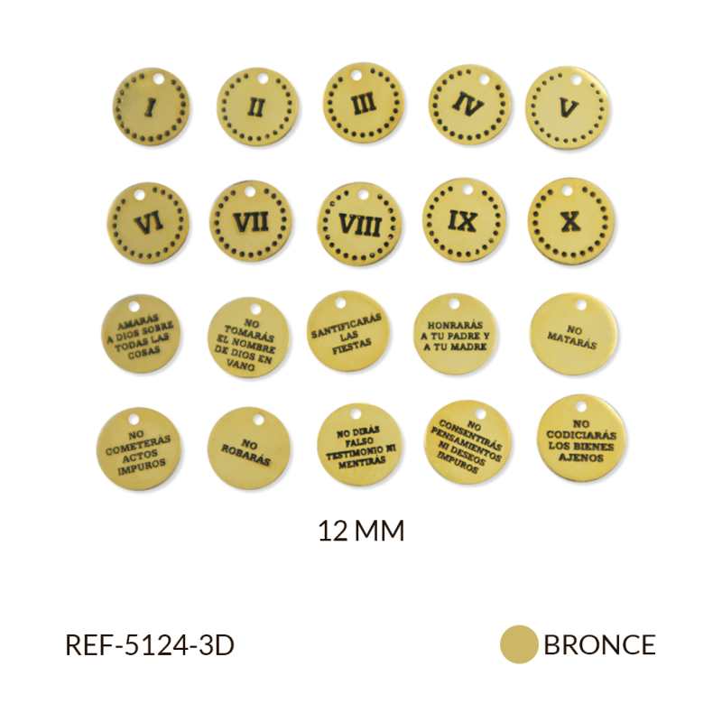 DIJE BRONCE 10 MANDAMIENTOS 12MM / paquete x 10 und / REF-5124-3D