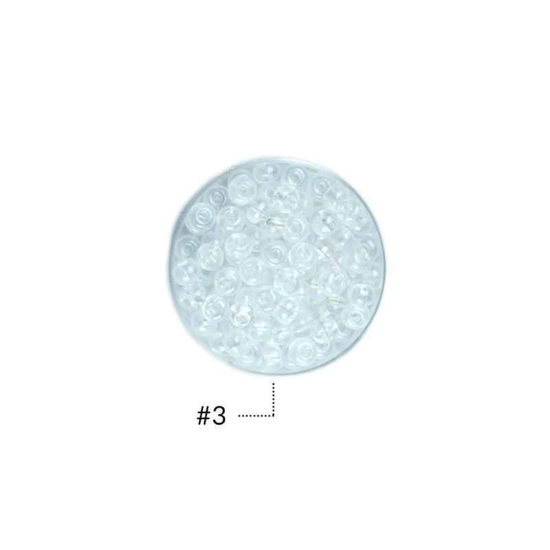 Chaquira checa color tornasol transparente #3 / paquete x 25 grm / Ref-518013P