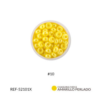 Mostacilla checa amarillo perlado #10 paquete x25 gramos
