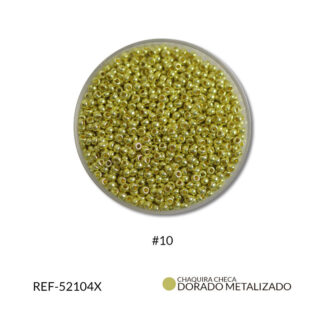 Mostacilla checa #10 dorado metalizado Paquete x25 gramos