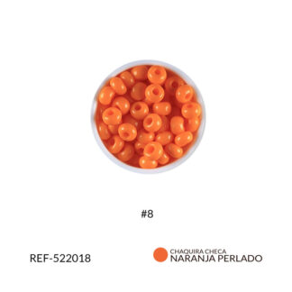 Mostacilla checa naranja perlado #8 paquete x25 gramos