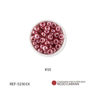 Mostacilla checa perlado rojo #10 x 25 gramos