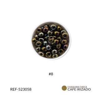 Mostacilla checa color irisado café #8 paquete x25 gramos