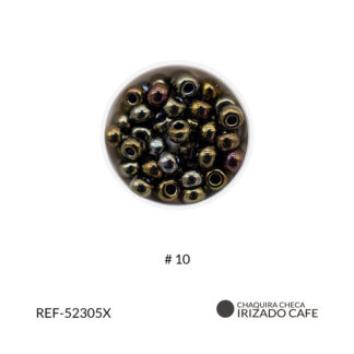 Chaquira checa café irisado #10 paquete x25 gramos