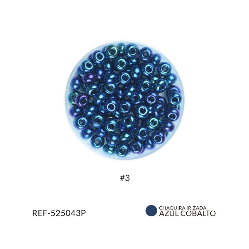 CHAQUIRA CHECA COLOR IRISADO AZUL COBALTO #3 / PAQUETE x 25 GRAMOS / Ref-525043P