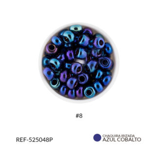 Mostacilla checa irisado azul cobalto #8 paquete x25 gramos