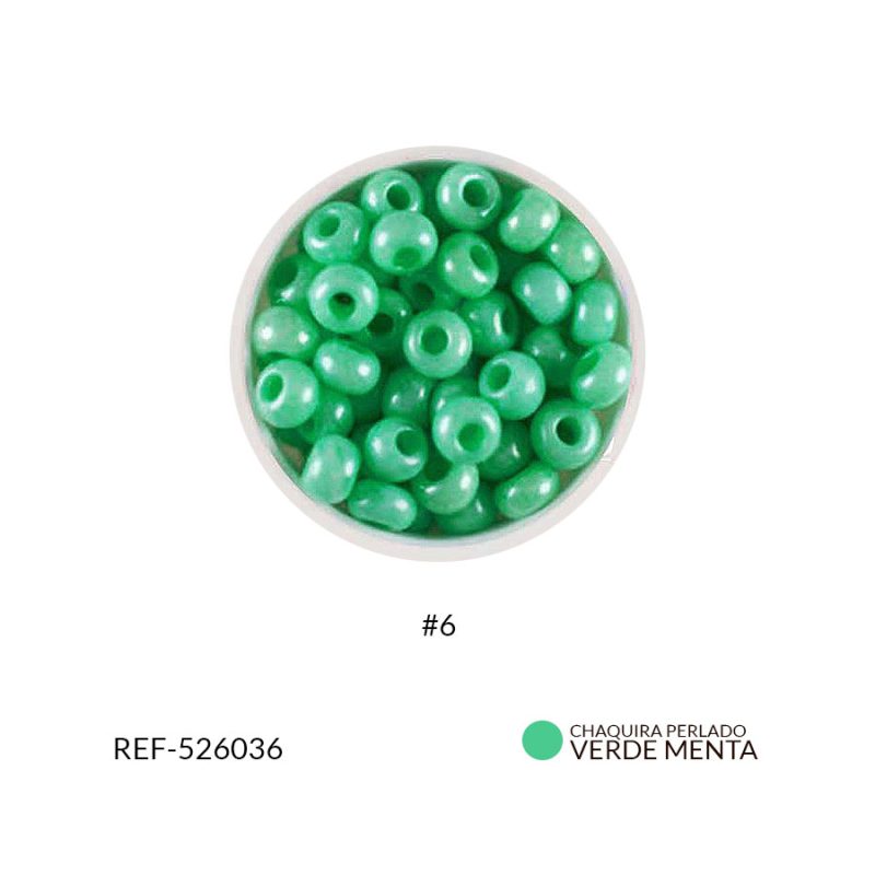 Chaquira checa color perlado verde menta #6 / paquete x 25 gramos / Ref-526036P