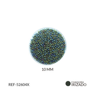 Mostacilla checa irisado vitral médium #10 paquete x25 gramos