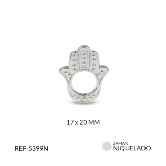 Separador zamak mano hamsa agujero 17x20mm x12 unidades