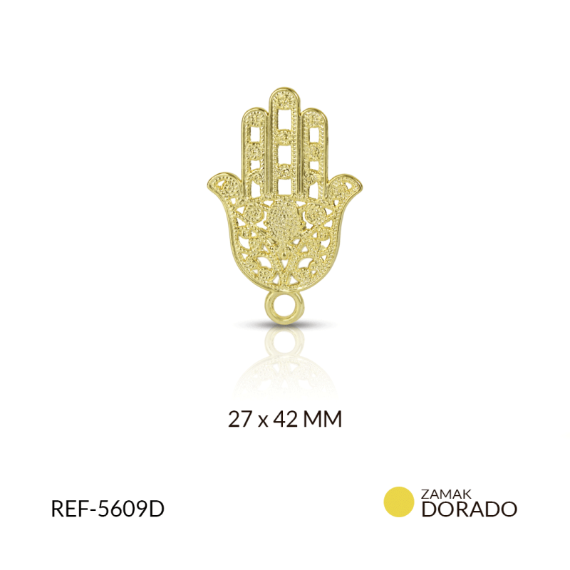DIJE ZAMAK MANO FILIGRANA 27 X 42 MM / X UND / REF-5609D