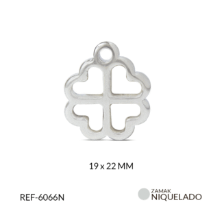 Dije zamak trebol corazón 19x22mm x6 unidades