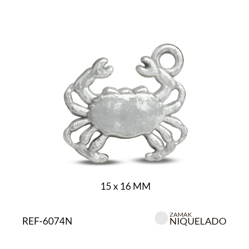 Dije en zamak cangrejo 15x16mm / paquete x 12 unidades / Ref-6074N