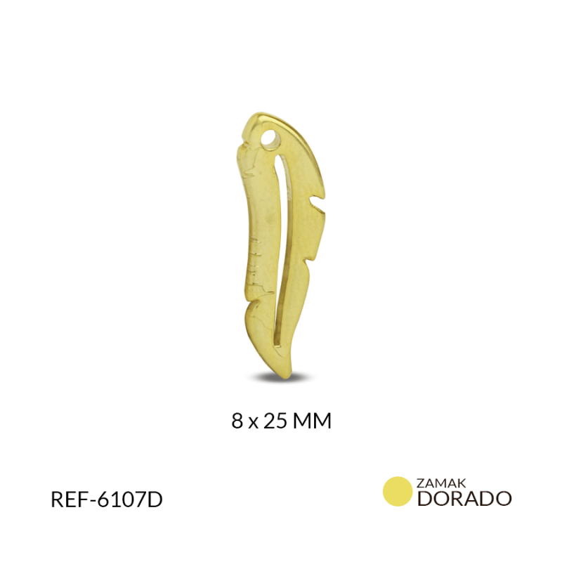 DIJE ZAMAK HOJA 8x25MM / PAQUETE X 3 UND / Ref-6107D
