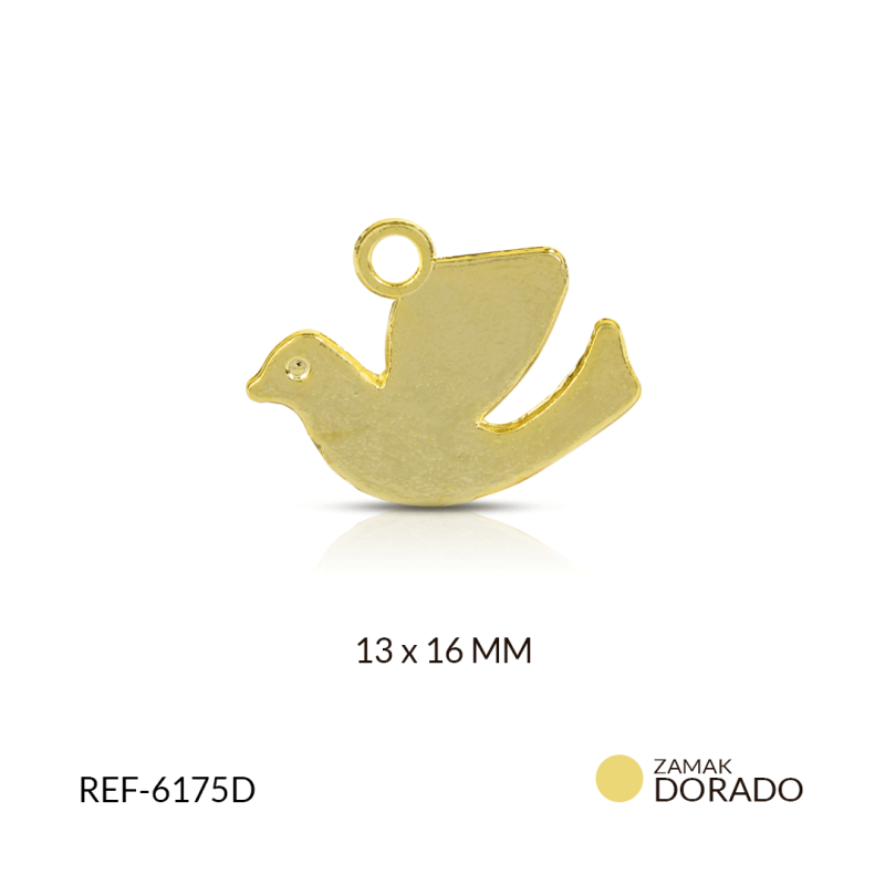 DIJE ZAMAK PALOMA 13X 16 MM / paquete x 6 und / REF-6175D