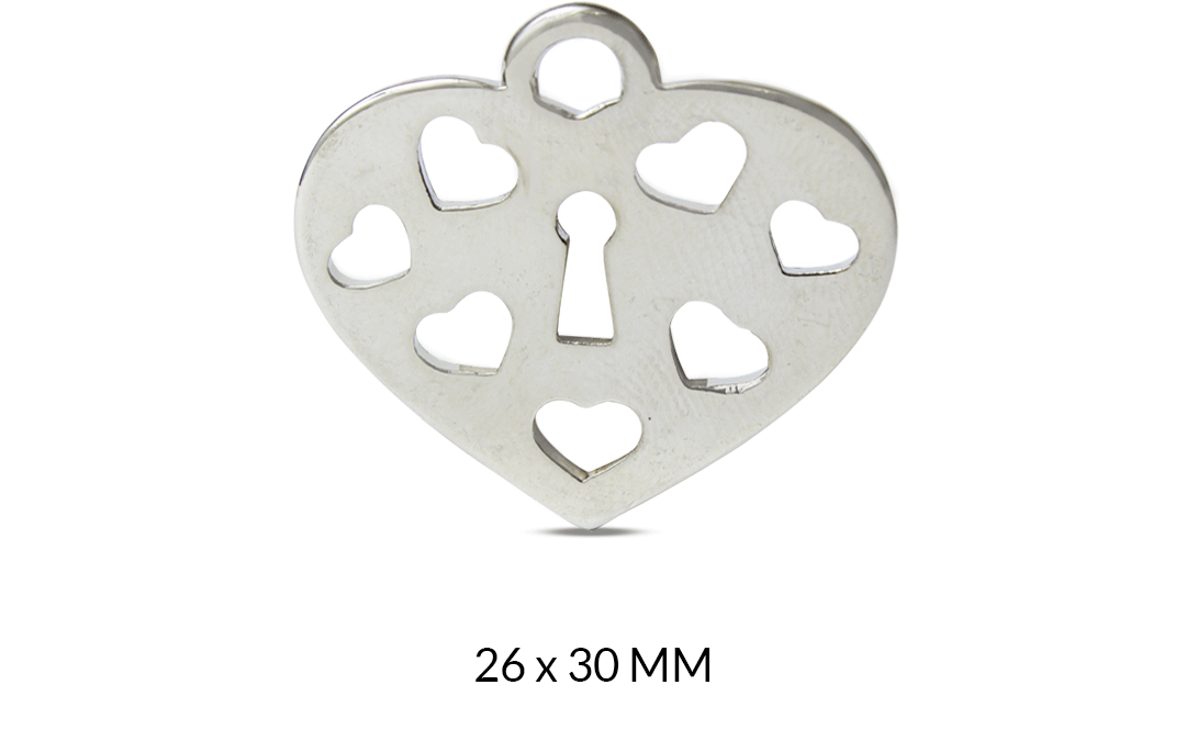 DIJE ZAMAK CORAZON CANDADO 26X30 MM / paquete x 6 und / Ref-6325N
