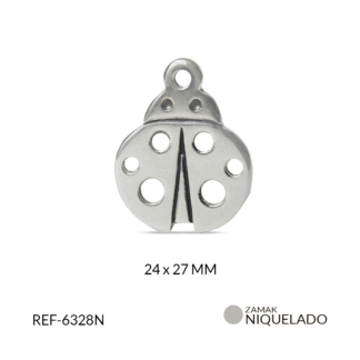 Dije zamak mariquita 24x27mm x6 unidades