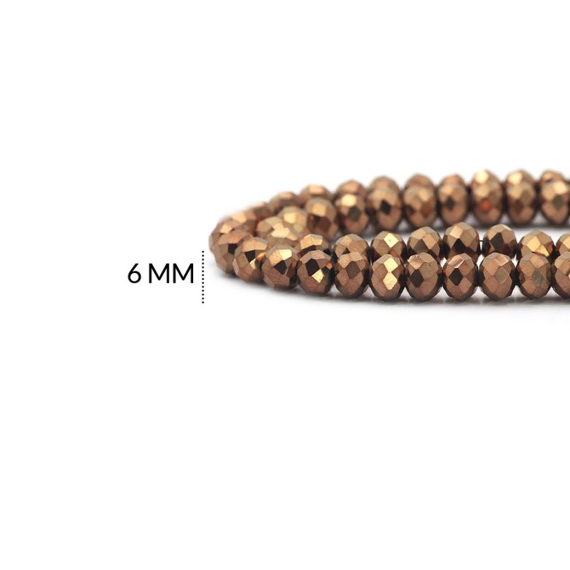 Rondela Metalizado 6 mm color Ocre / x sarta / ref - 6R170