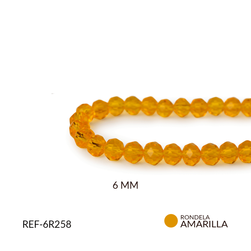 Rondela Traslucida 6 mm color Amarillo quemado / x sarta / REF-6R258