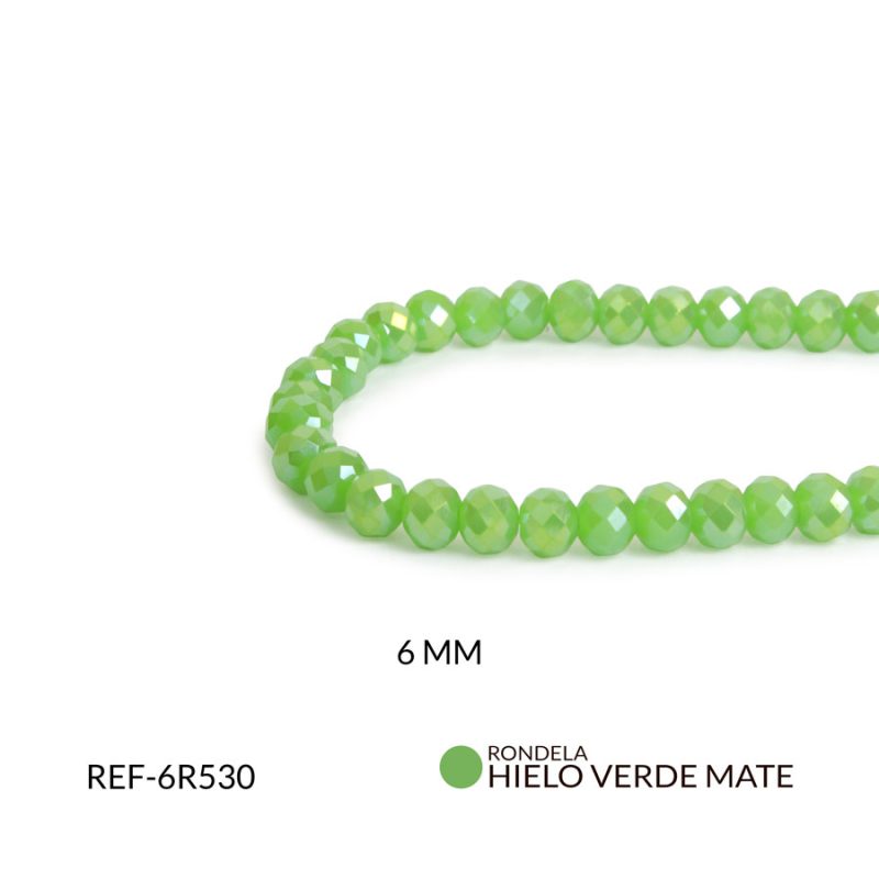 Rondela boreal 6 mm verde hielo / x sarta / Ref-6R530
