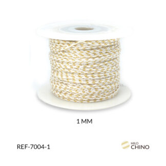 Hilo chino trenzado con lurex 1mm color blanco x rollo