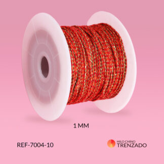 Hilo chino trenzado con lurex 1mm rojo