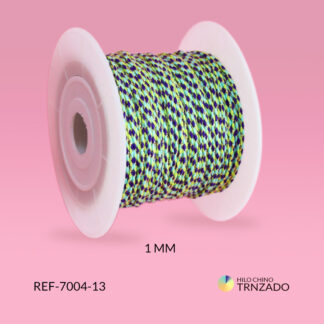 Hilo chino verde-azul turquí trenzado con lurex 1mm x rollo 25 metros