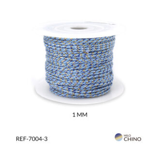 Hilo chino trenzado con lurex 1 mm color azul