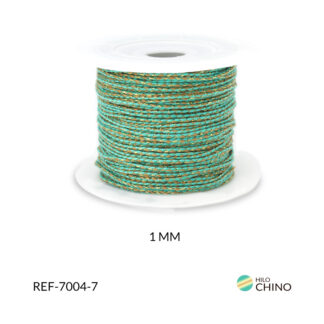Hilo chino verde menta trenzado lurex 1mm rollo x25 metros