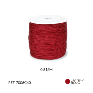 Hilo chino rojo vinotinto 0.8mm rollo x90 metros