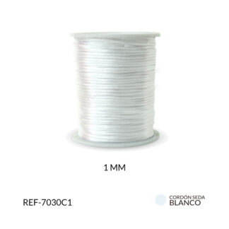 Cordón seda blanco 1mm rollo x90 metros aproximado