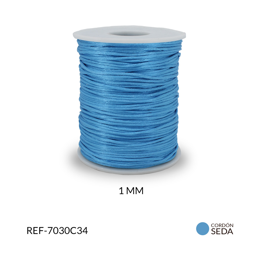 Cordon seda 1 mm color azul / x und / Ref-7030C34