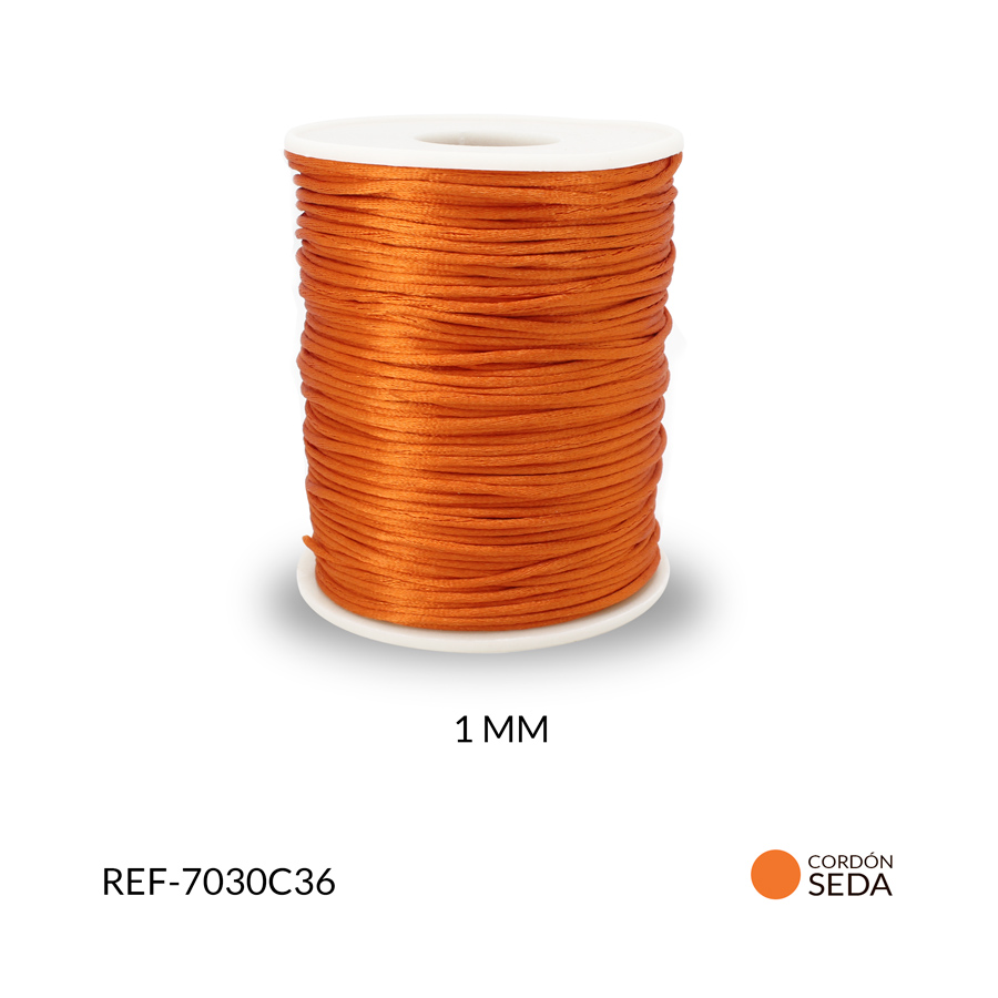 Cordon seda 1 mm color naranja / rollo x 90 metros aproximados / Ref-7030C36