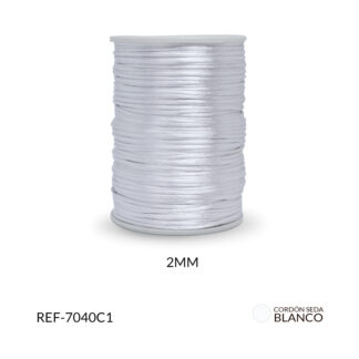 Cordón seda blanco 2mm rollo x130 metros aproximado